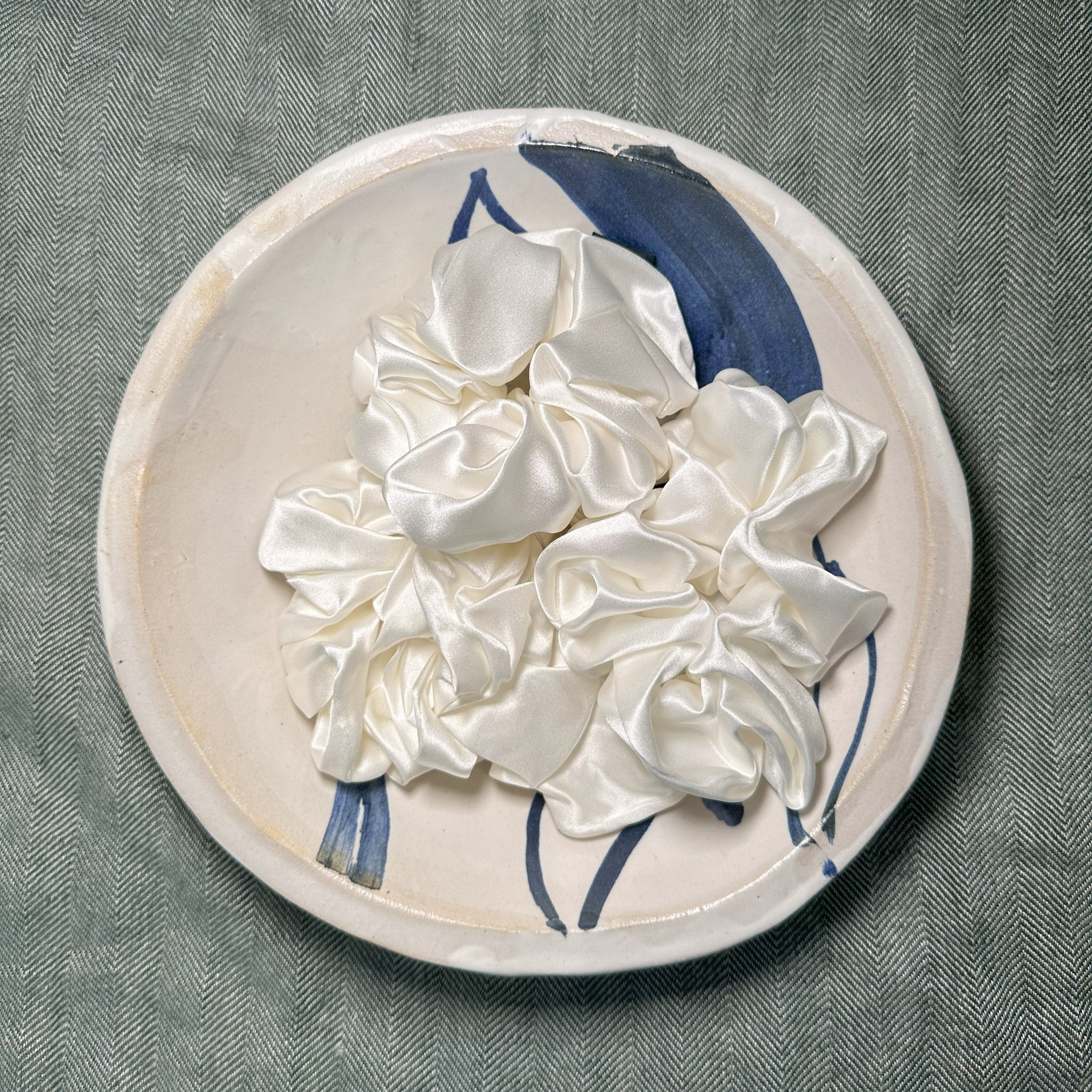 luxury silk ivory large scrunchie