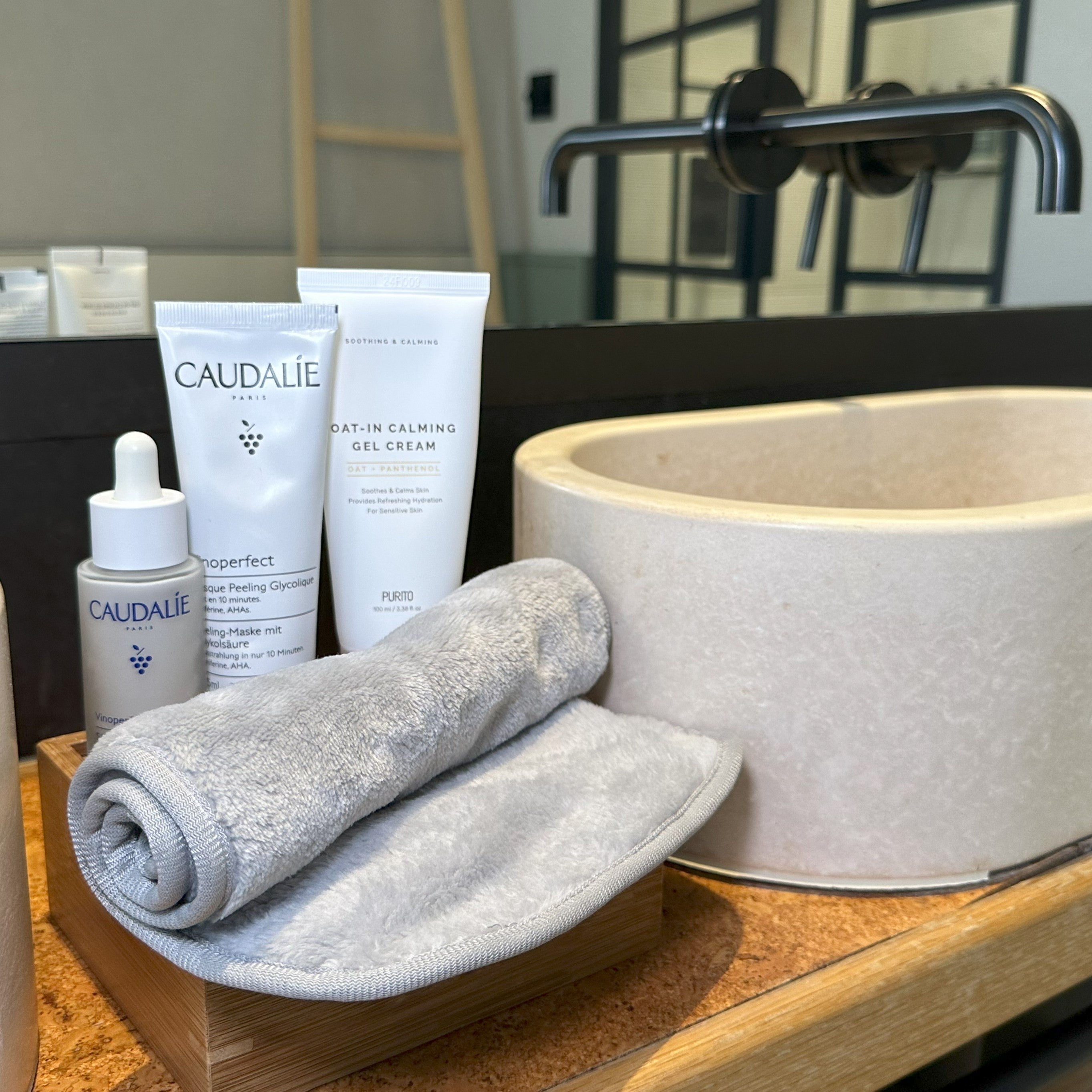 soft grey large facial cleansing towel